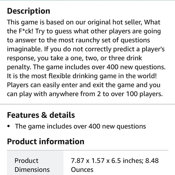 What the F*ck Drinking Game The Raunchy Version - Picture 4 of 4